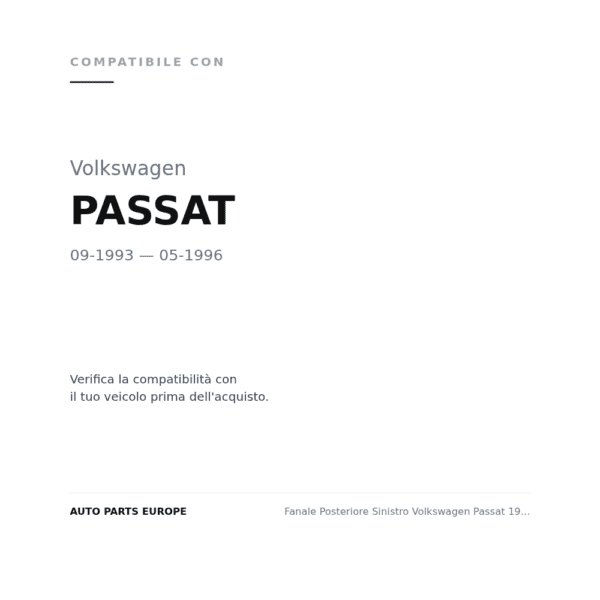 Fanale Hinten Sinistro Volkswagen Passat 1993-1995 - Station Wagon – Fume'- Rosso compatibilità veicoli (Volkswagen PASSAT (1993-1996))
