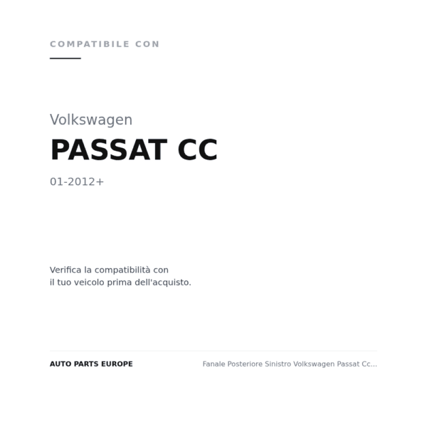Rückleuchten Links Volkswagen Passat Cc 2012+ compatibilità veicoli (Volkswagen PASSAT CC (2012+))