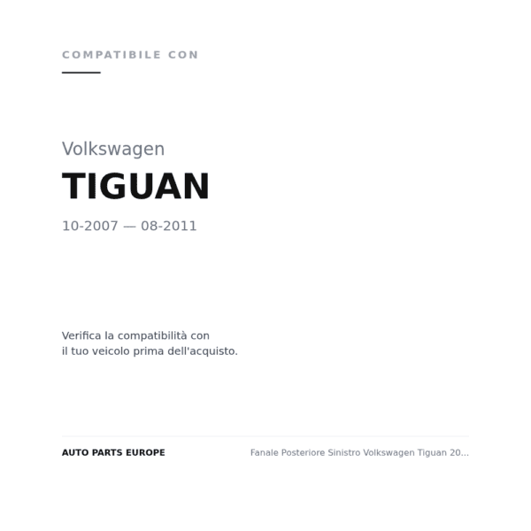 Fanale Posteriore Sinistro Volkswagen Tiguan 2007-2010 – Interno compatibilità veicoli (Volkswagen TIGUAN (2007-2011))