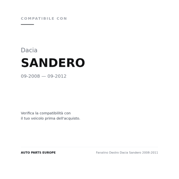 Rückleuchten Rechts Dacia Sandero 2008-2011 compatibilità veicoli (Dacia SANDERO (2008-2012))