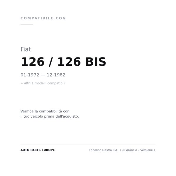 Rückleuchten Rechts FIAT 126 Orange – Version 1 compatibilità veicoli (Fiat 126 / 126 BIS (1972-1982) · Fiat 126 FSM (1983-1992))