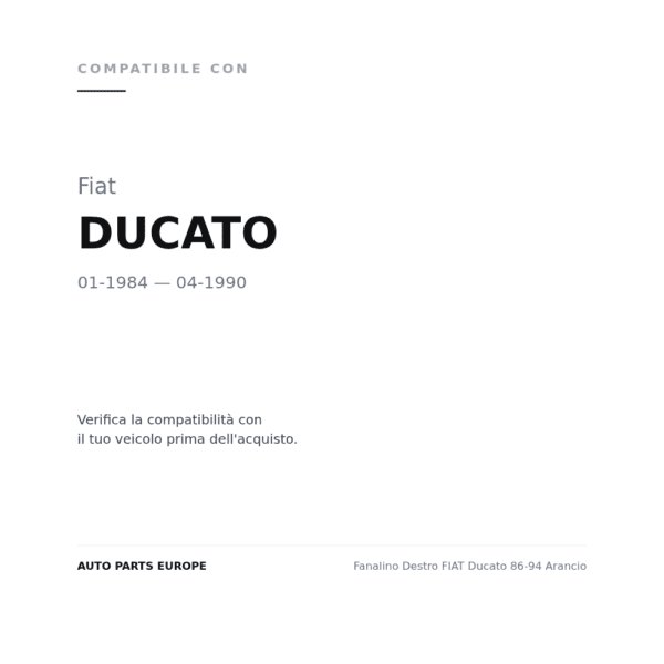 Fanalino Destro FIAT Ducato 86-94 Arancio compatibilità veicoli (Fiat DUCATO (1984-1990))