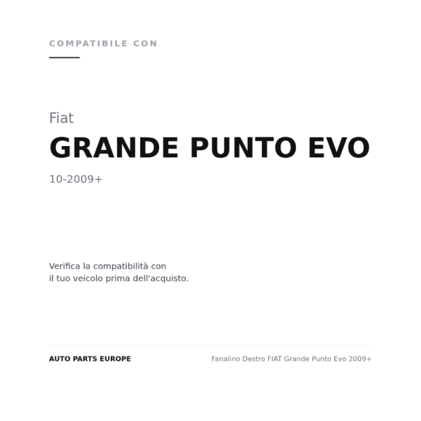 Fanalino Destro FIAT Grande Punto Evo 2009+ compatibilità veicoli (Fiat GRANDE PUNTO EVO (2009+))