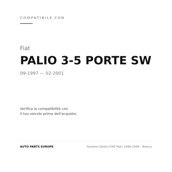 Fanalino Destro FIAT Palio 1996-1998 – Bianco compatibilità veicoli (Fiat PALIO 3-5 PORTE SW (1997-2001))