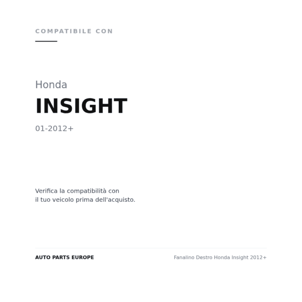 Fanalino Destro Honda Insight 2012+ compatibilità veicoli (Honda INSIGHT (2012+))
