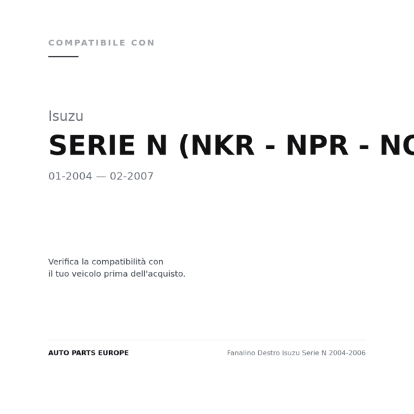 Fanalino Destro Isuzu Serie N 2004-2006 compatibilità veicoli (Isuzu SERIE N (NKR - NPR - NQR) (2004-2007))