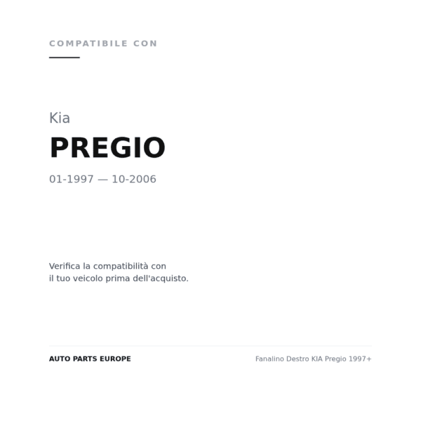 Fanalino Destro KIA Pregio 1997+ compatibilità veicoli (Kia PREGIO (1997-2006))