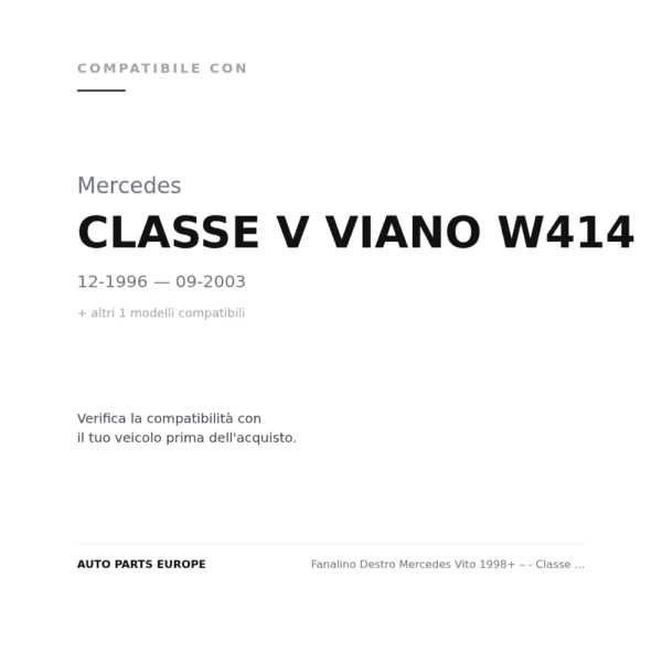 Fanalino Destro Mercedes Vito 1998+ – - Classe V Viano W414 96 Bianco compatibilità veicoli (Mercedes CLASSE V VIANO W414 (1996-2003) · Mercedes VITO (1995-2003))