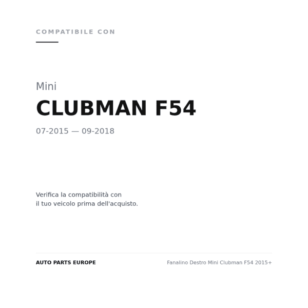 Fanalino Destro Mini Clubman F54 2015+ compatibilità veicoli (Mini CLUBMAN F54 (2015-2018))