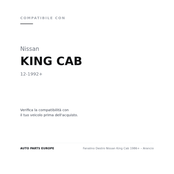 Fanalino Destro Nissan King Cab 1986+ – Arancio compatibilità veicoli (Nissan KING CAB (1992+))