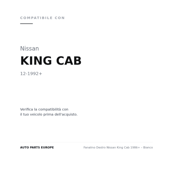 Begrenzungslicht Rechts Nissan King Cab 1986+ – Weiß compatibilità veicoli (Nissan KING CAB (1992+))