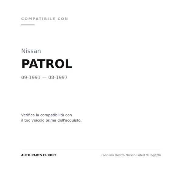 Fanalino Destro Nissan Patrol 91'>94 compatibilità veicoli (Nissan PATROL (1991-1997))