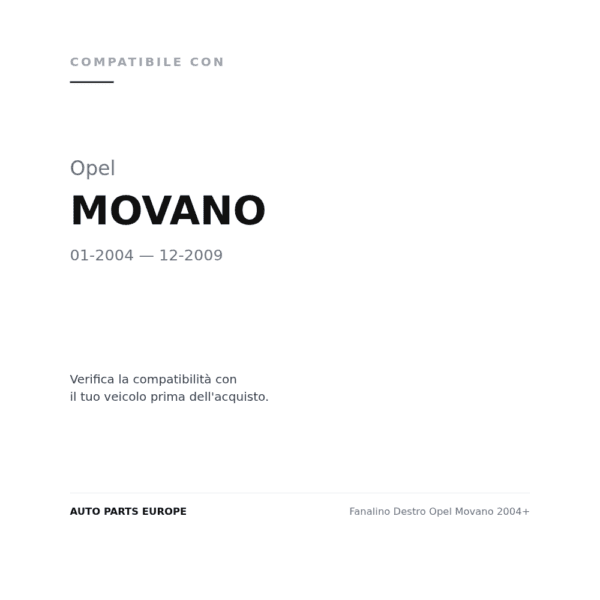 Rückleuchten Rechts Opel Movano 2004+ compatibilità veicoli (Opel MOVANO (2004-2009))