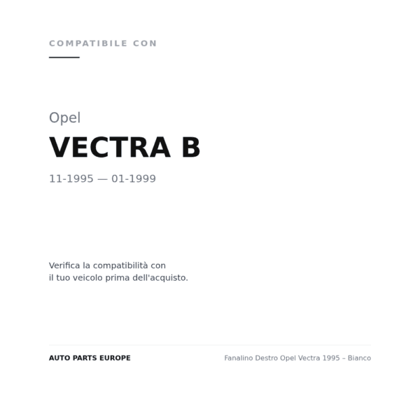 Fanalino Destro Opel Vectra 1995 – Bianco compatibilità veicoli (Opel VECTRA B (1995-1999))