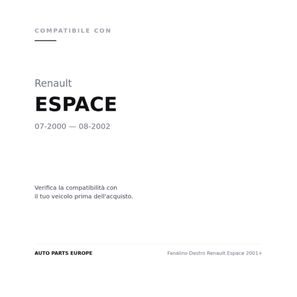 Fanalino Destro Renault Espace 2001+ compatibilità veicoli (Renault ESPACE (2000-2002))