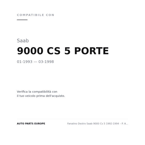 Rückleuchten Rechts Saab 9000 Cs 5 1992-1994 – P. Orange compatibilità veicoli (Saab 9000 CS 5 PORTE (1993-1998))