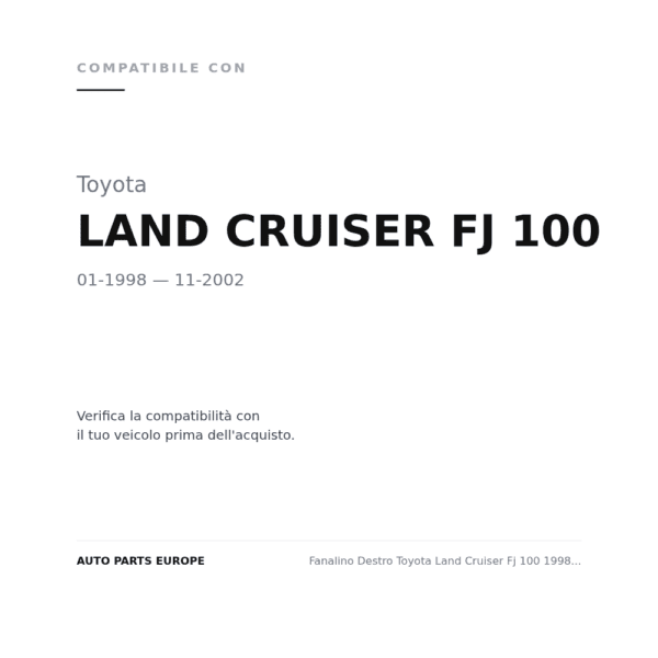 Fanalino Destro Toyota Land Cruiser Fj 100 1998-2001 compatibilità veicoli (Toyota LAND CRUISER FJ 100 (1998-2002))
