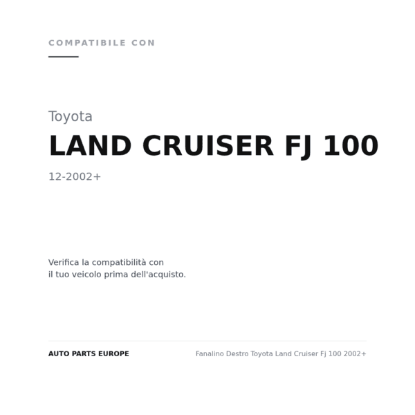 Fanalino Destro Toyota Land Cruiser Fj 100 2002+ compatibilità veicoli (Toyota LAND CRUISER FJ 100 (2002+))