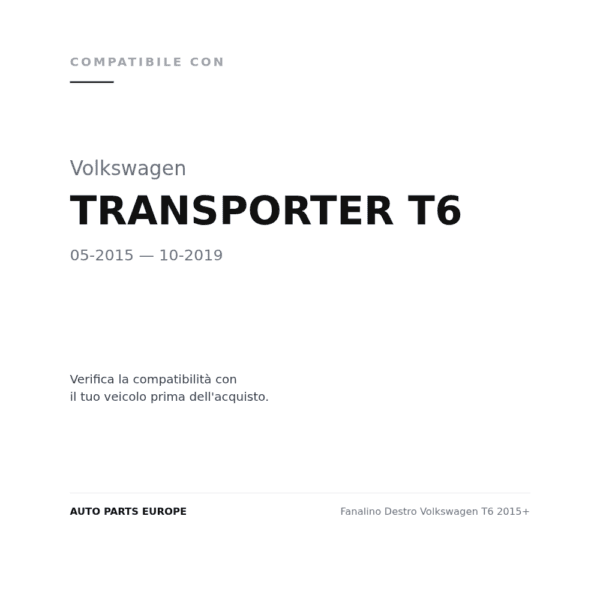 Fanalino Destro Volkswagen T6 2015+ compatibilità veicoli (Volkswagen TRANSPORTER T6 (2015-2019))