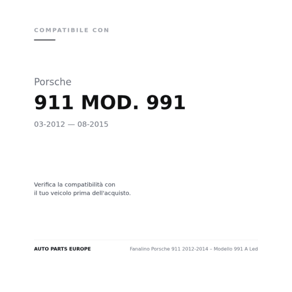 Fanalino Porsche 911 2012-2014 – Modello 991 A Led compatibilità veicoli (Porsche 911 MOD. 991 (2012-2015))
