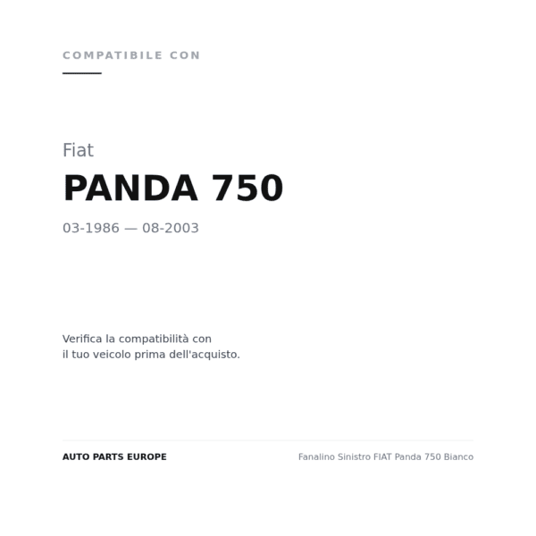 Fanalino Sinistro FIAT Panda 750 Bianco compatibilità veicoli (Fiat PANDA 750 (1986-2003))