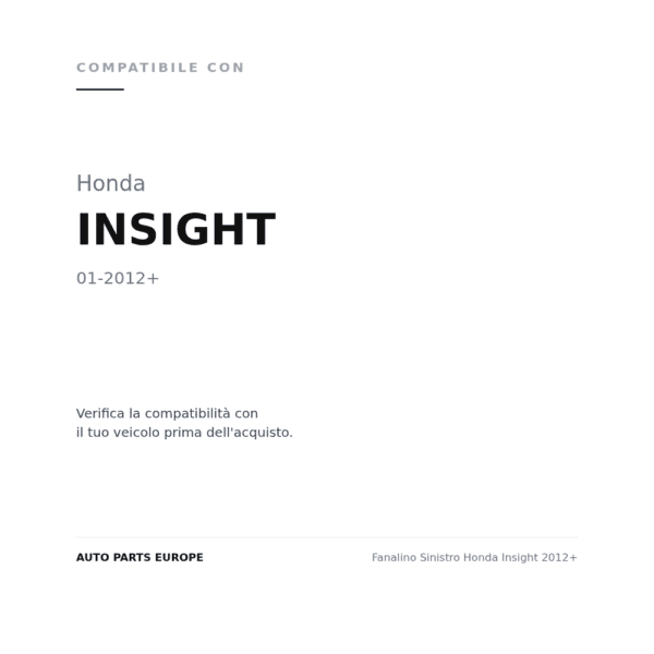 Fanalino Sinistro Honda Insight 2012+ compatibilità veicoli (Honda INSIGHT (2012+))