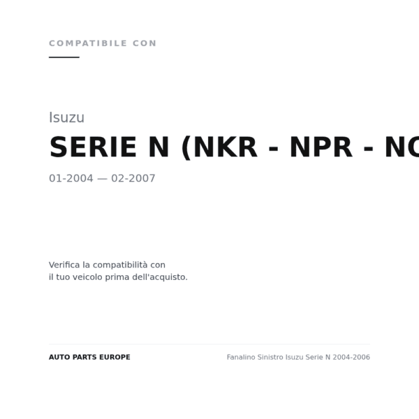 Fanalino Sinistro Isuzu Serie N 2004-2006 compatibilità veicoli (Isuzu SERIE N (NKR - NPR - NQR) (2004-2007))