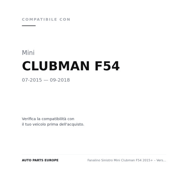 Blinkleuchte Links Mini Clubman F54 2015+ – Version S compatibilità veicoli (Mini CLUBMAN F54 (2015-2018))
