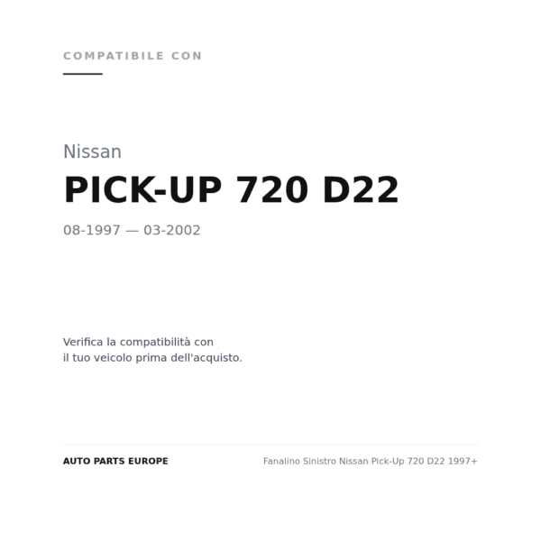 Fanalino Sinistro Nissan Pick-Up 720 D22 1997+ compatibilità veicoli (Nissan PICK-UP 720 D22 (1997-2002))