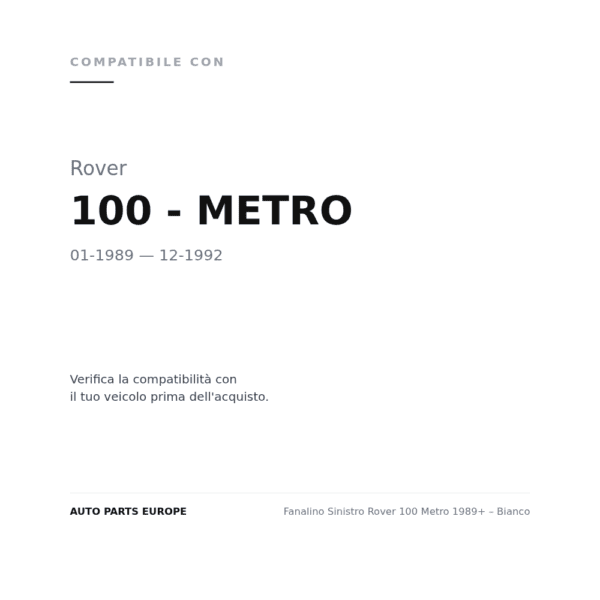 Blinker Links Rover 100 Metro 1989+ – Weiß compatibilità veicoli (Rover 100 - METRO (1989-1992))