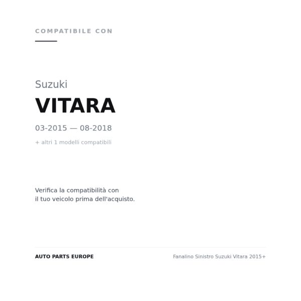 Fanalino Sinistro Suzuki Vitara 2015+ compatibilità veicoli (Suzuki VITARA (2015-2018) · Suzuki VITARA (2018+))