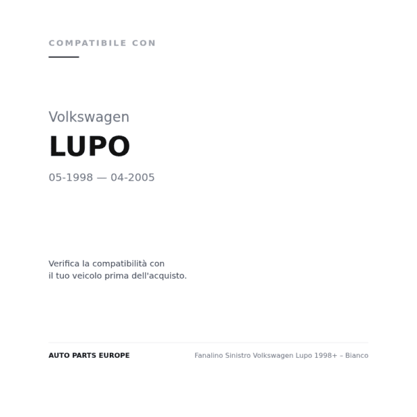 Fanalino Sinistro Volkswagen Lupo 1998+ – Bianco compatibilità veicoli (Volkswagen LUPO (1998-2005))