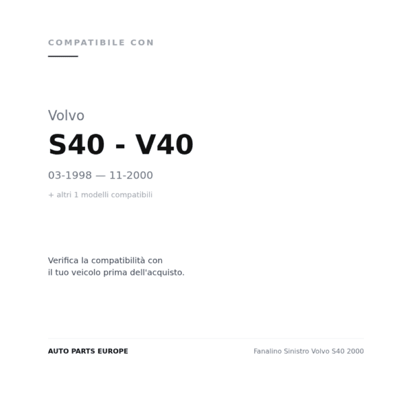 Fanalino Sinistro Volvo S40 2000 compatibilità veicoli (Volvo S40 - V40 (1998-2000) · Volvo S40 - V40 (1996-1998))