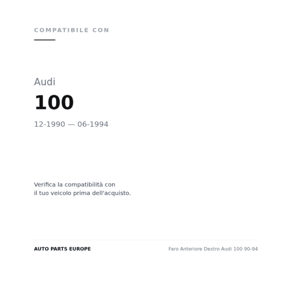 Faro Anteriore Destro Audi 100 90-94 compatibilità veicoli (Audi 100 (1990-1994))