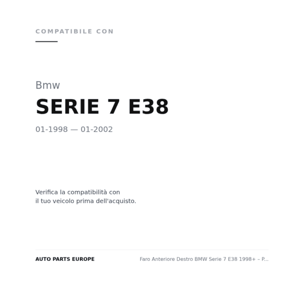 Faro Anteriore Destro BMW Serie 7 E38 1998+ – Parabola Nera compatibilità veicoli (Bmw SERIE 7 E38 (1998-2002))