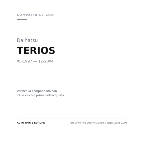 Faro Anteriore Destro Daihatsu Terios 2001-2005 compatibilità veicoli (Daihatsu TERIOS (1997-2004))