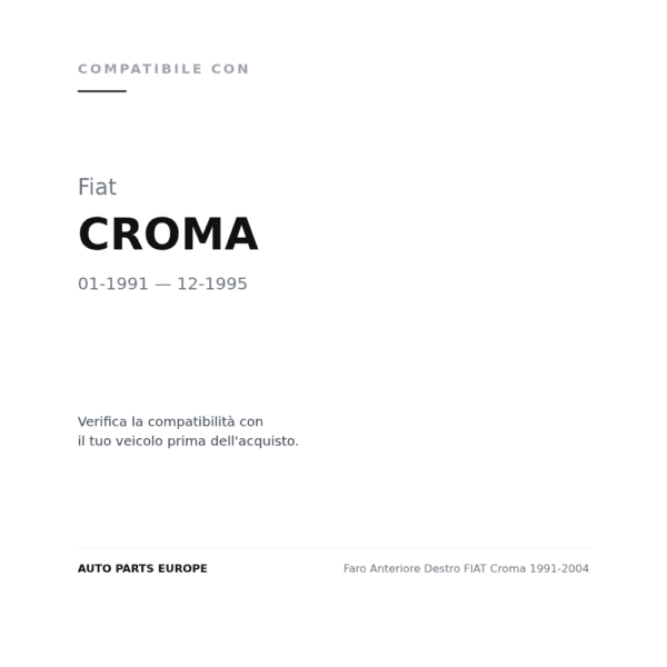 Faro Anteriore Destro FIAT Croma 1991-2004 compatibilità veicoli (Fiat CROMA (1991-1995))