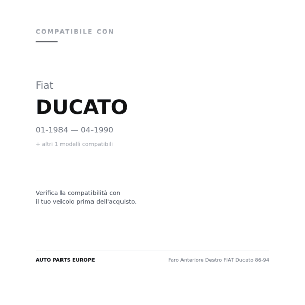 Faro Anteriore Destro FIAT Ducato 86-94 compatibilità veicoli (Fiat DUCATO (1984-1990) · Fiat DUCATO (1990-1993))