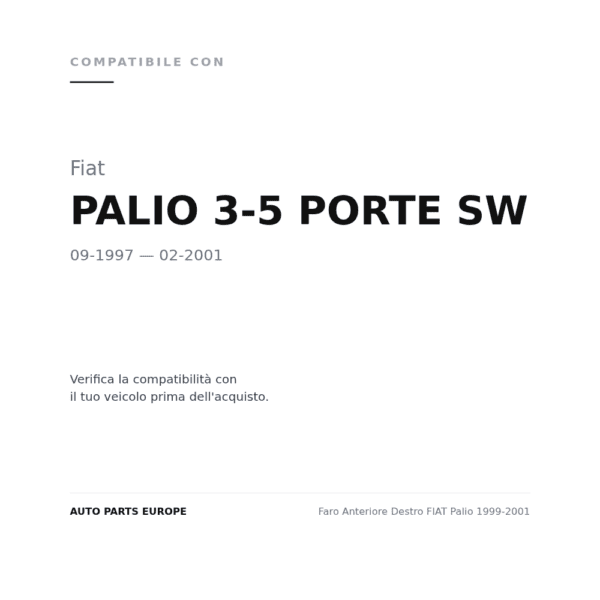 Faro Anteriore Destro FIAT Palio 1999-2001 compatibilità veicoli (Fiat PALIO 3-5 PORTE SW (1997-2001))