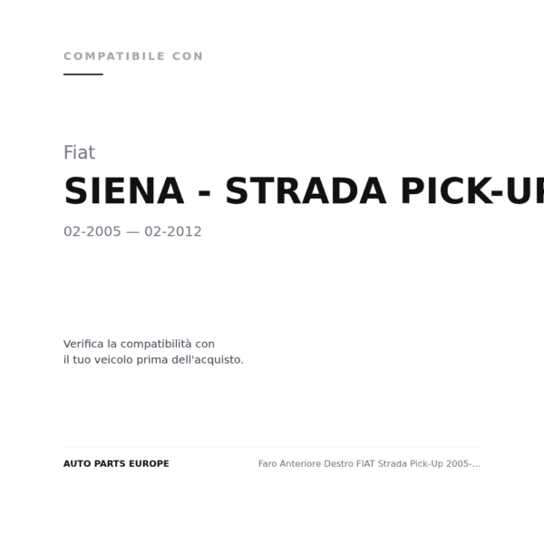 Faro Anteriore Destro FIAT Strada Pick-Up 2005-2011 compatibilità veicoli (Fiat SIENA - STRADA PICK-UP (2005-2012))
