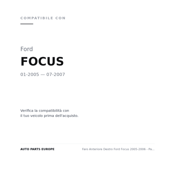Scheinwerfer Rechts Ford Focus 2005-2006 - Schwarze Schüssel – Xenon Schwarze Schüssel compatibilità veicoli (Ford FOCUS (2005-2007))