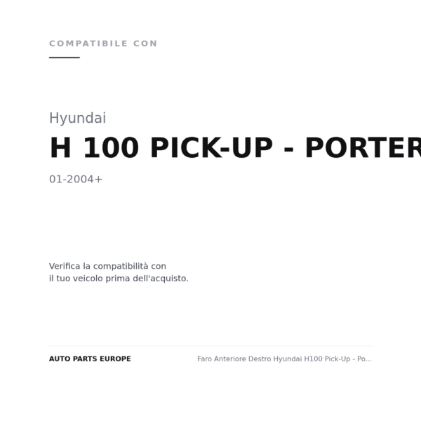 Scheinwerfer Rechts Hyundai H100 Pick-Up - Porter 2004+ compatibilità veicoli (Hyundai H 100 PICK-UP - PORTER (2004+))