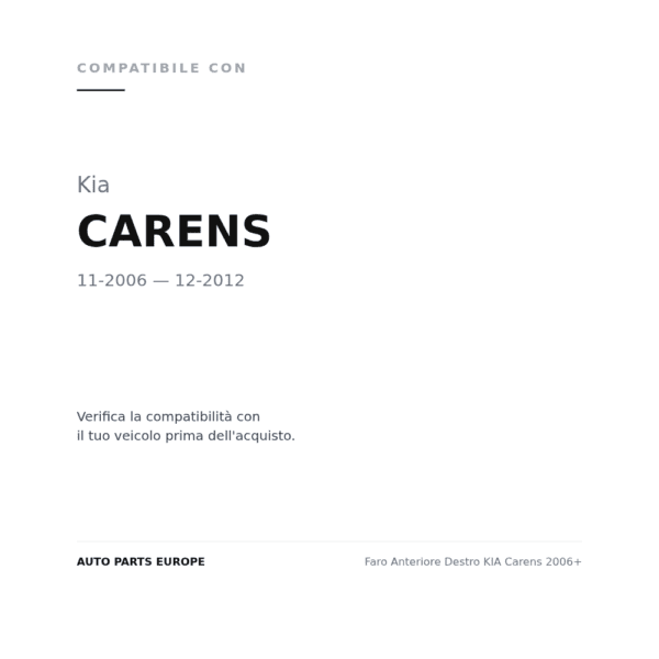Scheinwerfer Rechts KIA Carens 2006+ compatibilità veicoli (Kia CARENS (2006-2012))