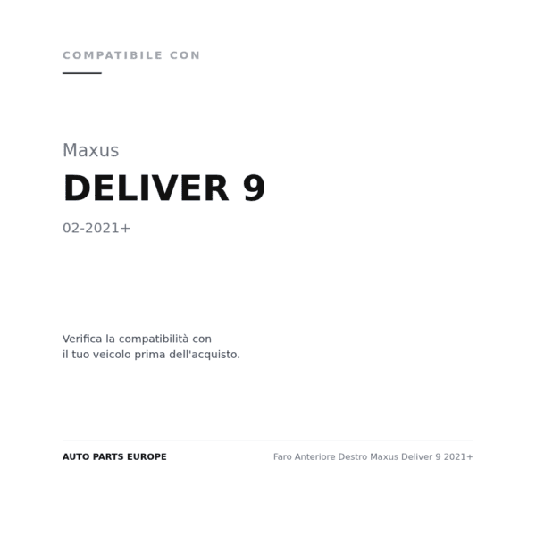 Scheinwerfer Rechts Maxus Deliver 9 2021+ compatibilità veicoli (Maxus DELIVER 9 (2021+))