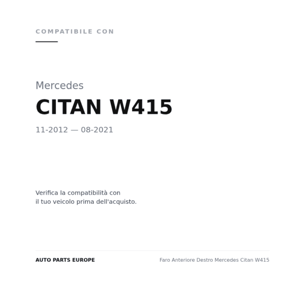 Scheinwerfer Rechts Mercedes Citan W415 compatibilità veicoli (Mercedes CITAN W415 (2012-2021))