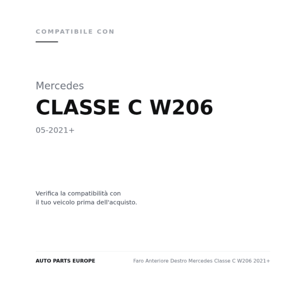 Scheinwerfer Rechts Mercedes C-Klasse W206 2021+ compatibilità veicoli (Mercedes CLASSE C W206 (2021+))