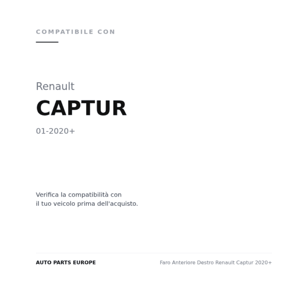 Faro Anteriore Destro Renault Captur 2020+ compatibilità veicoli (Renault CAPTUR (2020+))