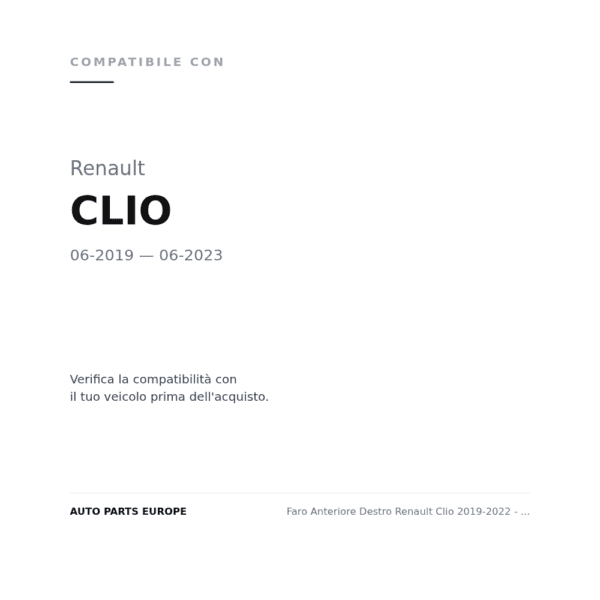 Faro Anteriore Destro Renault Clio 2019-2022 - Parabola Nera compatibilità veicoli (Renault CLIO (2019-2023))