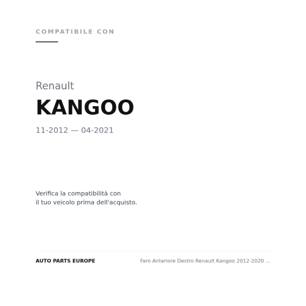 Scheinwerfer Rechts Renault Kangoo 2012-2020 - Schwarzer Reflektor compatibilità veicoli (Renault KANGOO (2012-2021))