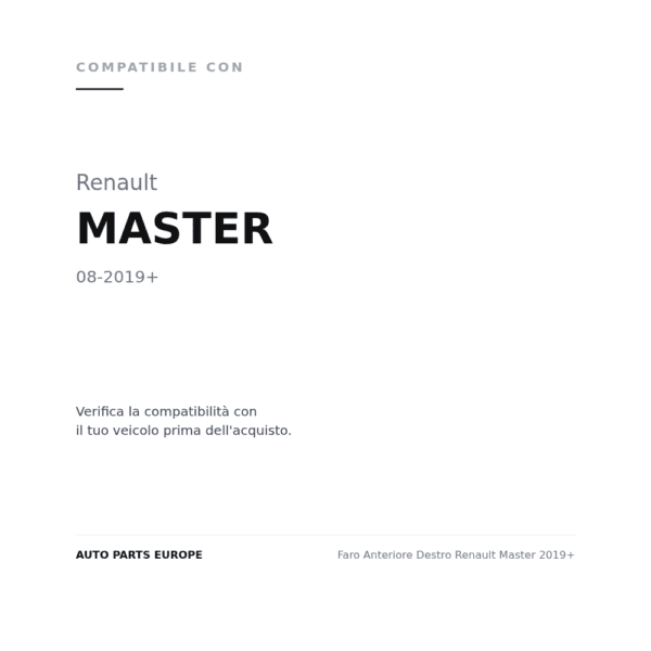 Faro Anteriore Destro Renault Master 2019+ compatibilità veicoli (Renault MASTER (2019+))